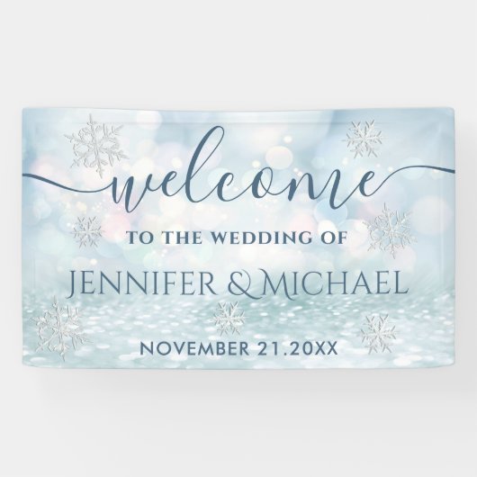Trendy romantische Schneeflocke Hochzeit Banner (Horizontal)