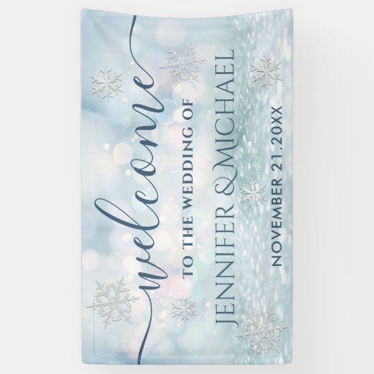 Trendy romantische Schneeflocke Hochzeit Banner (Vertikal)