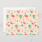 Trendy rosa Aquarell tropisches Flamingo Postkarte (Vorne/Hinten)