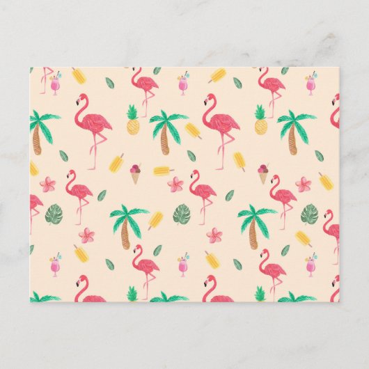 Trendy rosa Aquarell tropisches Flamingo Postkarte (Vorderseite)