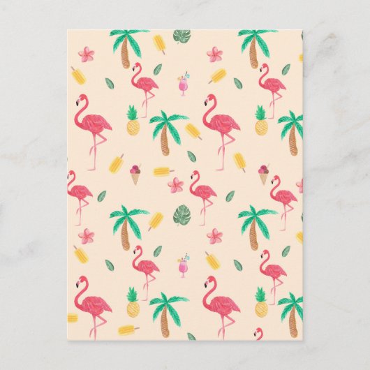Trendy rosa Aquarell tropisches Flamingo Postkarte (Vorderseite)
