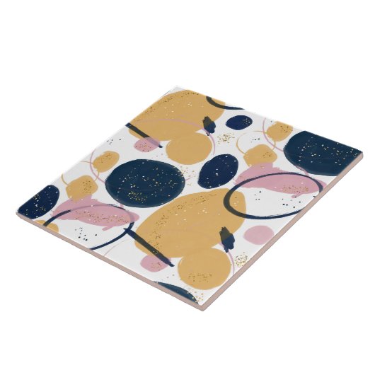 Trendy Rosa Blau Schlaganfall Abstrakte Kunstwerke Fliese (Seite)