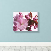 Trendy rosa Blütenkirschblüte Blume Leinwanddruck (Insitu (Holzboden))