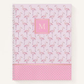 Trendy rosa Flamingos und Punkte mit Monogramm Notizblock (Vorderseite)
