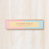 Trendy rosa gelbes blaues modernes türschild (Vorderseite )