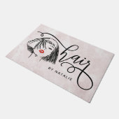 Trendy Rosa Marmorhaar Chic Fußmatte (Schrägansicht)