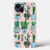 Trendy rosa Pflanze Kaktus Muster Case-Mate iPhone Hülle (Rückseite)