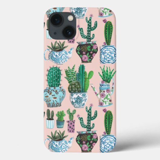 Trendy rosa Pflanze Kaktus Muster Case-Mate iPhone Hülle (Rückseite)