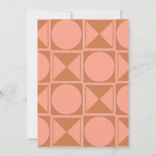 Trendy rosa Retro Geometric in einer Hochzeit Einladung (Rückseite)