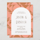 Trendy rosa Retro Geometric in einer Hochzeit Einladung (Vorne/Hinten)