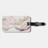 Trendy rosa Stone Marmortextur, Monogramm Gepäckanhänger (Rückseite horizontal)