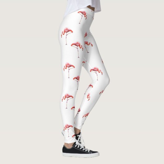 Trendy rosa u. weiße Flamingo-Leggings Leggings (Rechts)