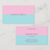 Trendy rosa und blau Moderne einfache Vorlage Chic Visitenkarte (Vorne/Hinten)
