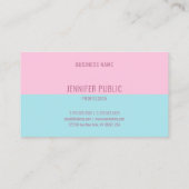 Trendy rosa und blau Moderne einfache Vorlage Chic Visitenkarte (Rückseite)