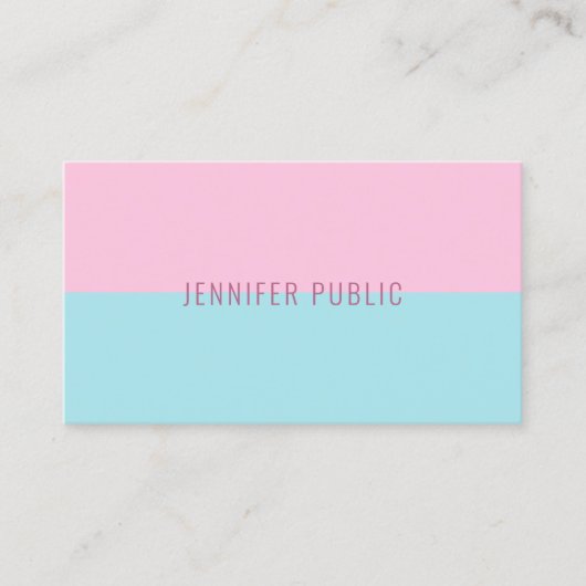 Trendy rosa und blau Moderne einfache Vorlage Chic Visitenkarte (Vorderseite)