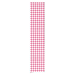 Trendy rosa und weißes Gingham-Karo-Muster Kurzer Tischläufer
