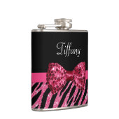 Trendy rosa Zebra-Druck IMITAT Glitz-Bogen mit Flachmann (Rechts)
