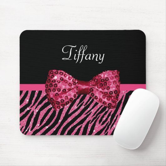 Trendy rosa Zebra-Druck IMITAT Glitz-Bogen mit Mousepad (Mit Mouse)