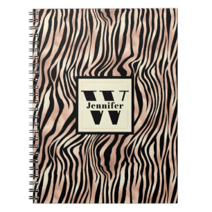 Trendy rosa Zebra Print mit Chic Monogram & Name Notizblock