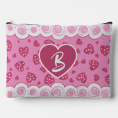 Trendy rosafarbene Herzen mit Punkten und Wirbel Zubehörtasche (Vorderseite)
