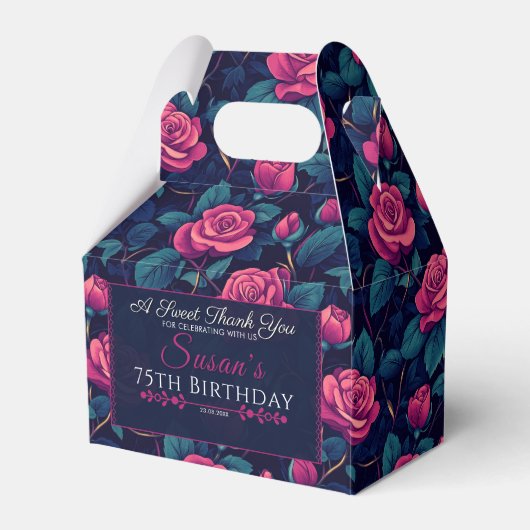 Trendy Rose Birthday Gefallen Box für Meilenstein Geschenkschachtel (Vorderseite)