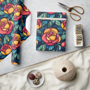 Trendy Rose Blume Budget Wrapping Paper Geschenkpapier