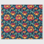 Trendy Rose Blume Budget Wrapping Paper Geschenkpapier (Flach)