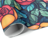 Trendy Rose Blume Budget Wrapping Paper Geschenkpapier (Rolleneckpunkt)