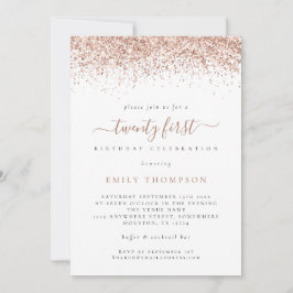 Trendy Rose Glitzer Script 21. Geburtstag Party Einladung