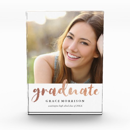 Trendy Rose Gold Abschluss Foto (Vorderseite)