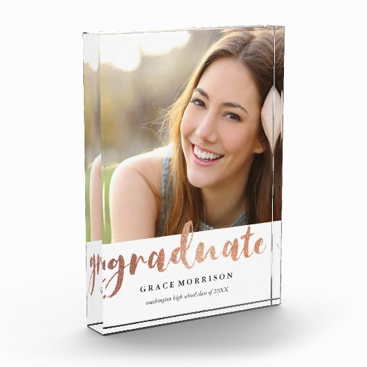 Trendy Rose Gold Abschluss Foto (Links)