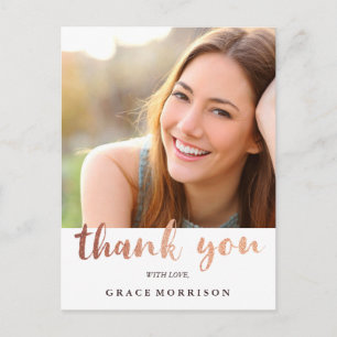 Trendy Rose Gold Abschluss Foto Vielen Dank Postkarte