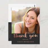 Trendy Rose Gold Abschluss Foto Vielen Dank Postkarte (Vorne/Hinten)