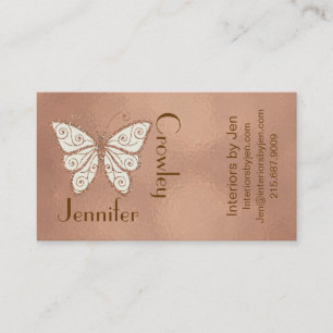 Trendy Rose Gold Butterfly Business Card Visitenkarte