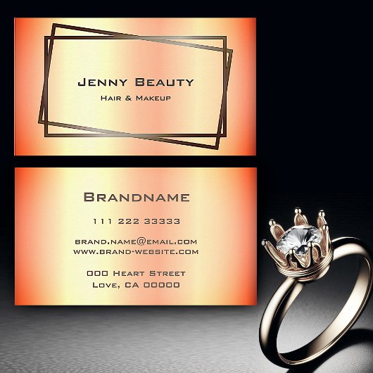 Trendy Rose Gold Chic Frame Modernes Haar und Make Visitenkarte