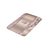 Trendy Rose Gold Diamonds Glitzer Monogram Badematte (Schrägansicht)