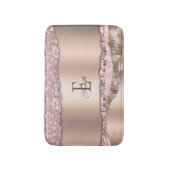 Trendy Rose Gold Diamonds Glitzer Monogram Badematte (Vorderseite Vertikal)
