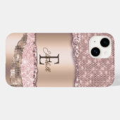 Trendy Rose Gold Diamonds Glitzer Monogram Case-Mate iPhone Hülle (Rückseite (Horizontal))
