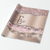 Trendy Rose Gold Diamonds Glitzer Monogram Geschenkpapier (Ungerollt)