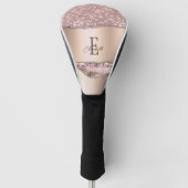 Trendy Rose Gold Diamonds Glitzer Monogram Golf Headcover (Vorderseite)
