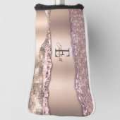 Trendy Rose Gold Diamonds Glitzer Monogram Golf Headcover (Rotieren 90)