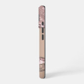 Trendy Rose Gold Diamonds Glitzer Monogram iPhone 16 Hülle (Linke Seite)