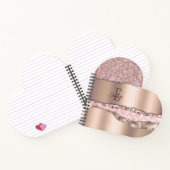 Trendy Rose Gold Diamonds Glitzer Monogram Notizblock (Innenseite)