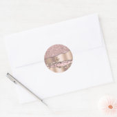 Trendy Rose Gold Diamonds Glitzer Monogram Runder Aufkleber (Umschlag)