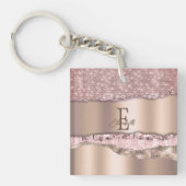 Trendy Rose Gold Diamonds Glitzer Monogram Schlüsselanhänger (Vorderseite)