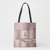 Trendy Rose Gold Diamonds Glitzer Monogram Tasche (Vorderseite)
