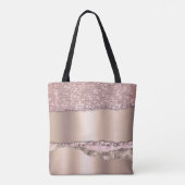 Trendy Rose Gold Diamonds Glitzer Monogram Tasche (Rückseite)