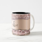 Trendy Rose Gold Diamonds Glitzer Monogram Zweifarbige Tasse (VorderseiteRechts)