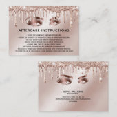 Trendy Rose Gold Eye mit Gold Tropfen Aftercare Empfehlungskarte (Vorne/Hinten)
