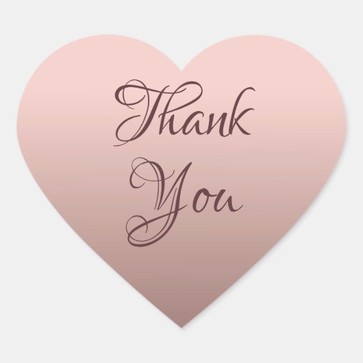 Trendy Rose Gold Farbvorlage Vielen Dank Herz-Aufkleber (Vorderseite)